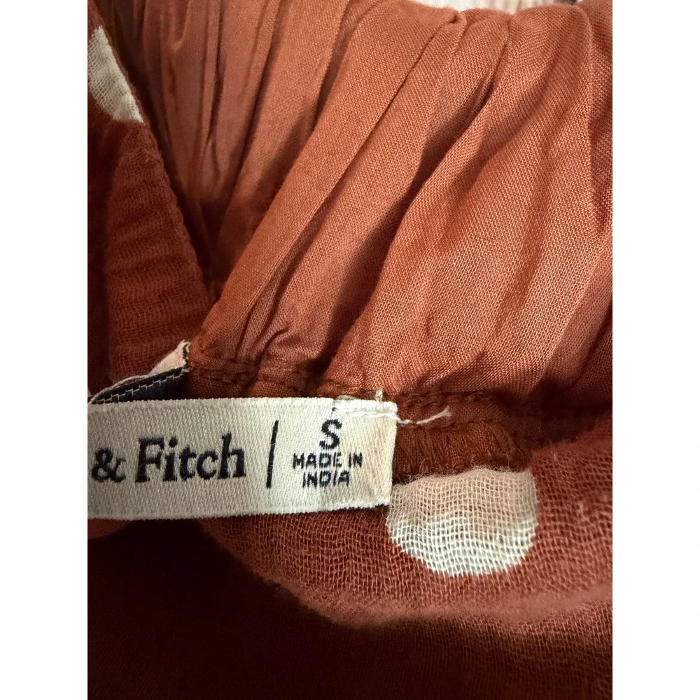 Abercrombie & Fitch Cotton Gauze Polka Dot Maxi Dress Brown Fall Boho Size Small